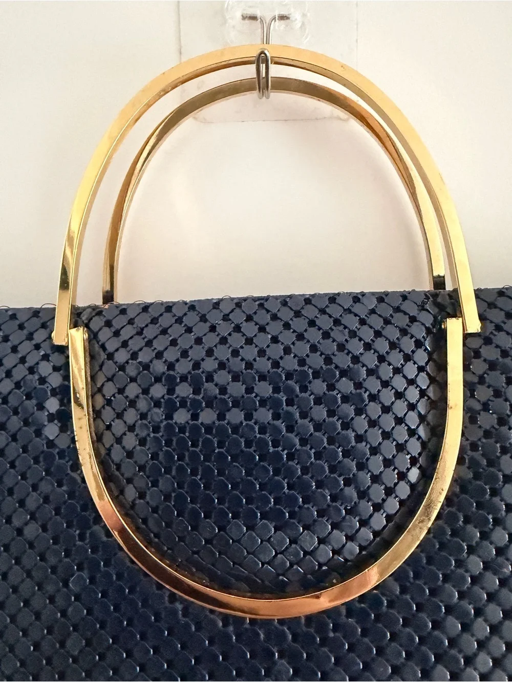 Navy Sequin Evening Clutch with Gold Accent - Bags By Marlo